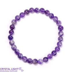 6mm Round Bead Bracelets: Chevron Amethyst Bracelet 6mm 