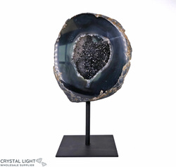 Display Pieces on Stand: Black Agate Geode on Stand