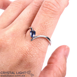 Sterling Silver Rings: Blue Kyanite Chevron Drop Ring