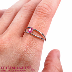 Sterling Silver Rings: Ruby Double Band Oval Ring