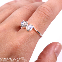 Rainbow Moonstone Double Gem Ring