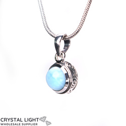 Sterling Silver Pendants: Larimar Filigree Button Pendant
