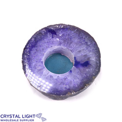 Candle Holders: Purple Agate Flat Candle Holder