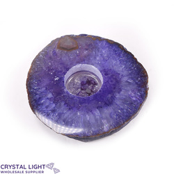 Candle Holders: Purple Agate Flat Candle Holder