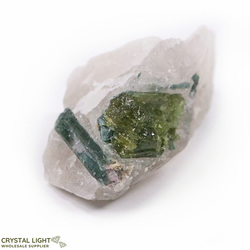 Green Tourmaline on Quartz