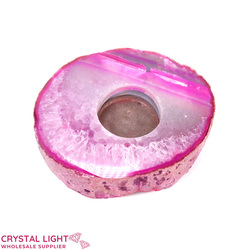 Pink Agate Flat Candle Holder