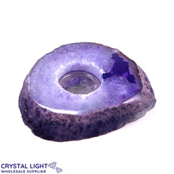 Candle Holders: Purple Agate Flat Candle Holder