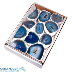 Bulk Agate: Blue Agate Cut Base Geode Box