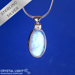 Rainbow Moonstone Oval Pendant