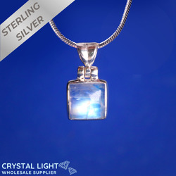 Rainbow Moonstone Square Pendant