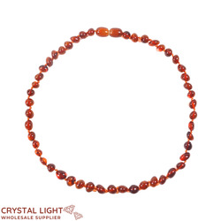 Amber Teething Necklace - Round Cognac
