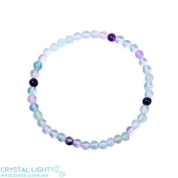 4mm Round Bead Bracelets: Rainbow Fluorite Bracelet 4mm