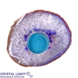 Candle Holders: Purple Agate Flat Candle Holder