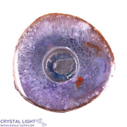 Candle Holders: Purple Agate Flat Candle Holder