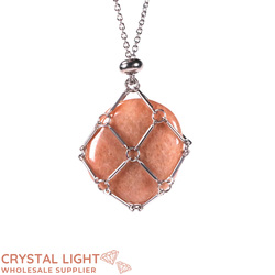 Necklaces: Peach Moonstone Basket Necklace