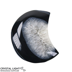 Black Agate Druse Moon