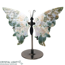 Moss Agate Butterfly on stand