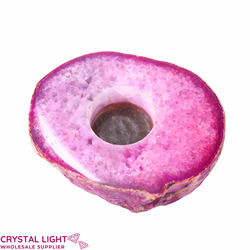 Pink Agate Flat Candle Holder