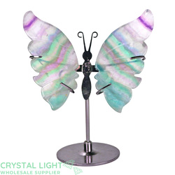 Display Pieces on Stand: Rainbow Fluorite Butterfly on Stand