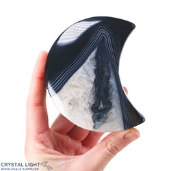 Black Agate Druse Moon