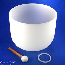 White Frosted Quartz Singing Bowls: Crystal Singing Bowl 13"