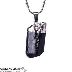 Raw Stone Pendants: Black Tourmaline Pendant with Bail