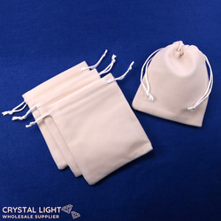 Cream Velvet Drawstring Pouch