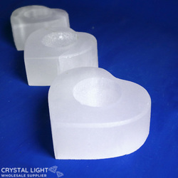Candle Holders: Selenite Heart Candle Holder
