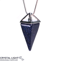 Blue Goldstone Pyramid Pendant