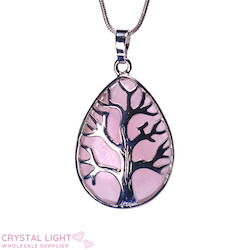 Tree Of Life Pendants: Rose Quartz Tree Of Life Teardrop Pendant