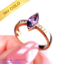 Amethyst and Diamond Gold Ring