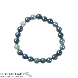 8mm Round Bead Bracelets: Moss Agate Bracelet 8mm