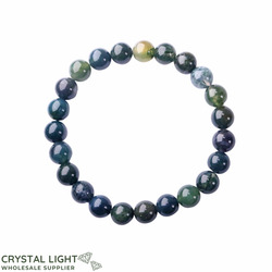 8mm Round Bead Bracelets: Moss Agate Bracelet 8mm