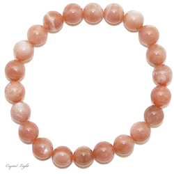 8mm Round Bead Bracelets: Peach Moonstone Bracelet 8mm