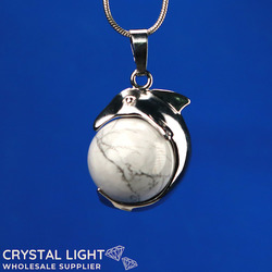 Howlite Dolphin Sphere Pendant
