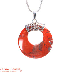 Donut Pendants: Red Jasper Donut Pendant with Bail