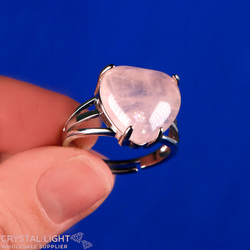 Rose Quartz Heart Adjustable Ring