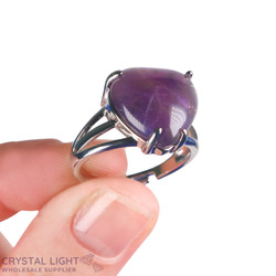 Non Sterling & Other Rings: Amethyst Heart Adjustable Ring