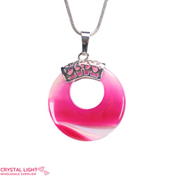 Pink Agate Donut Pendant with Bail