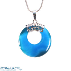 Blue Agate Donut Pendant with Bail