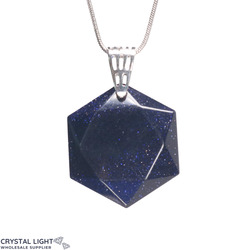 Blue Goldstone Hexagon Pendant