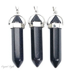 Blue Goldstone Large Double Terminated Pendant