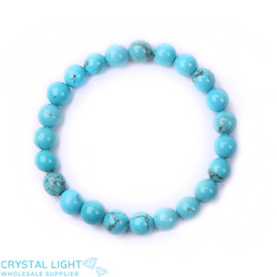 8mm Round Bead Bracelets: Blue Howlite Bracelet 8mm 