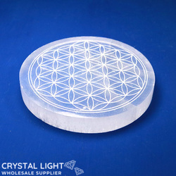 Selenite Flower of Life Round Plate