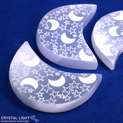 Selenite Etched Moon