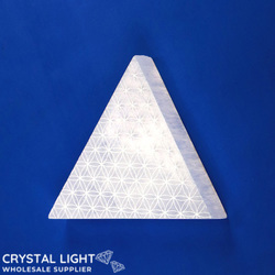 Selenite Flower of Life Triangle