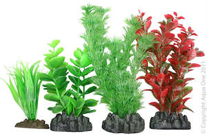 Plastic Silk Plants: Mixed Aquarium PLants - 4 Pack