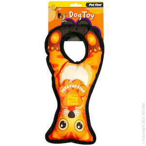 Dog Toys: Pet One Dog Toy - Interactive Squeaky Tug Ring Cat Orange 32cm