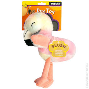 Dog Toy - Plush Squeaky Rainbow Flamingo