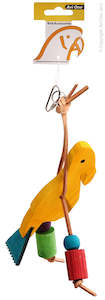 Wooden & Leather Bird Parrot Toy. Stimulating
